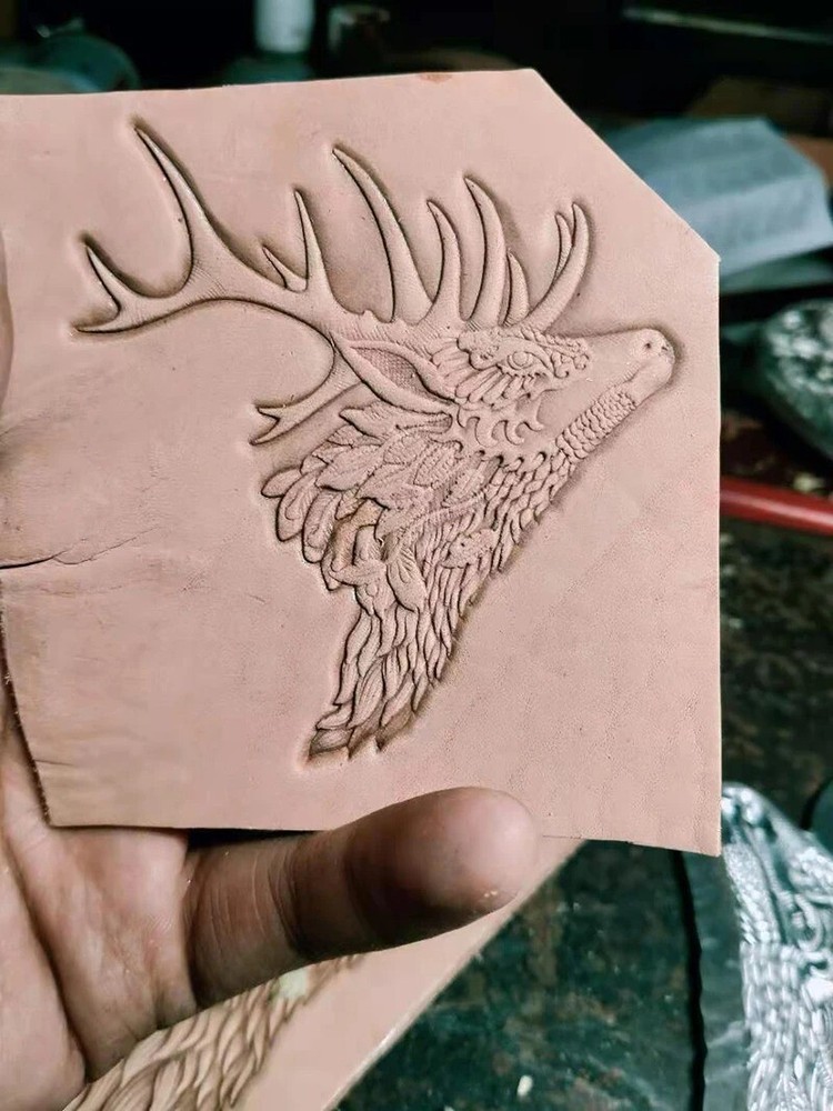 Handcrafted Leather Stamping Mold 3D Elk Deer Pattern Embossing Premium Tools