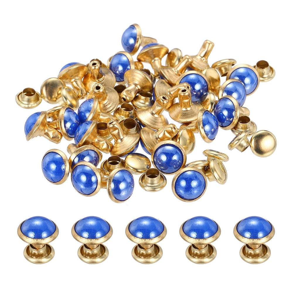 7.5mm Turquoise Studs Rivets, 30 Sets Leather Rivets, Dark Blue