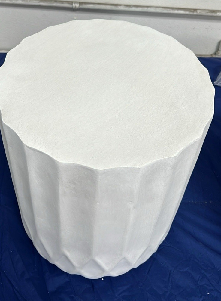 Outdoor Lightweight Plaster Side Table, Antique White Modern Style