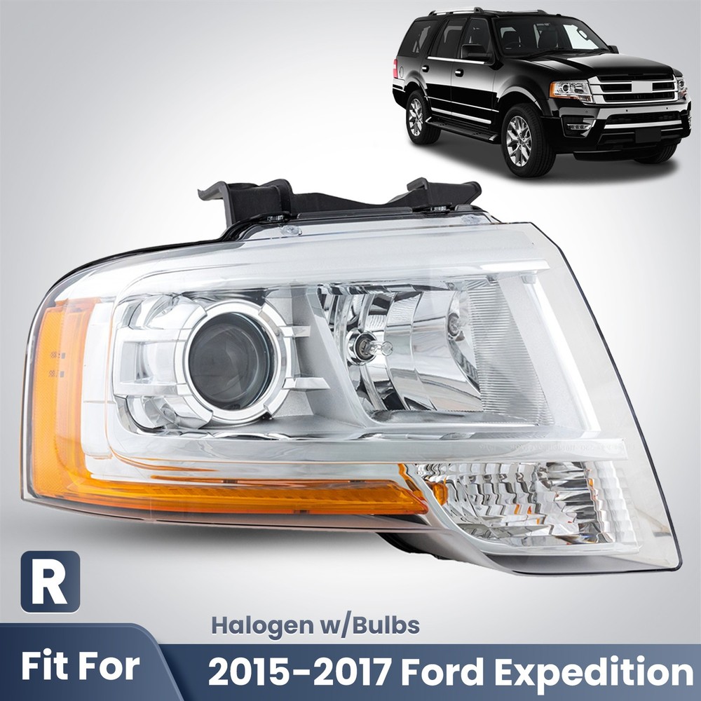 Halogen Headlight For 2015-2017 Ford Expedition with Bulb/s Projector Passenger