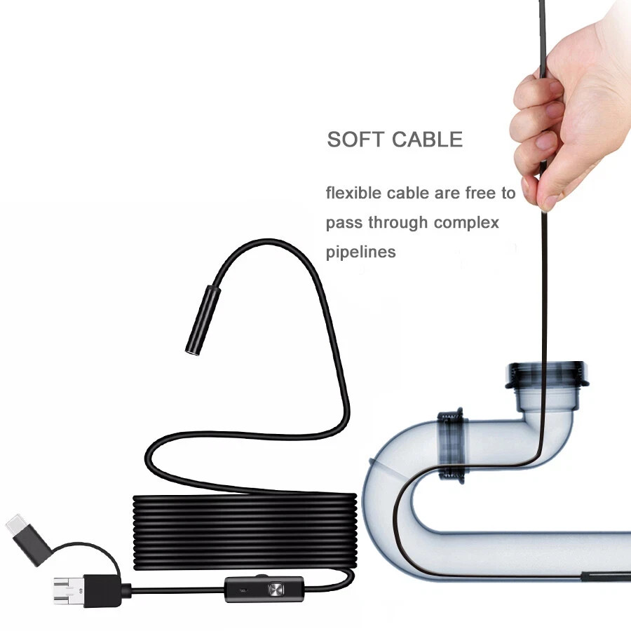 USB Type-C Endoscope Borescope Snake Inspection Camera 3 in 1 for PC Android