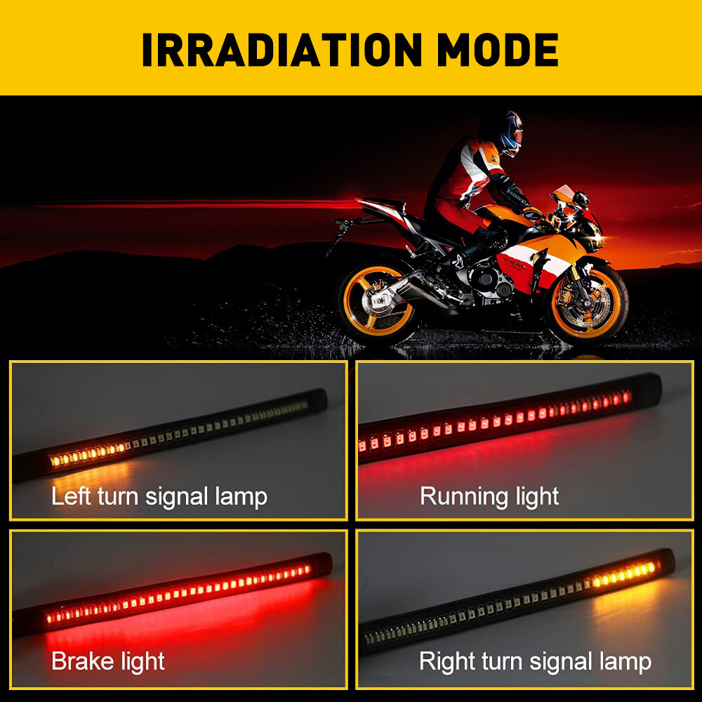Super Bright Amber Red LED Fork Turn Signal Light Strip For Motorcycle-Universal