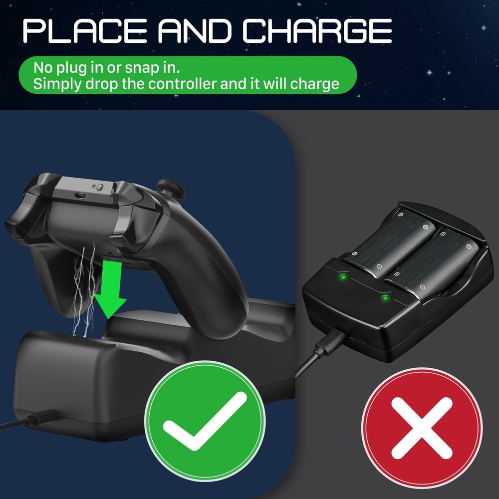 Dual Controller Quick Charge Dock Stand Station Battery Pack for Xbox One X S
