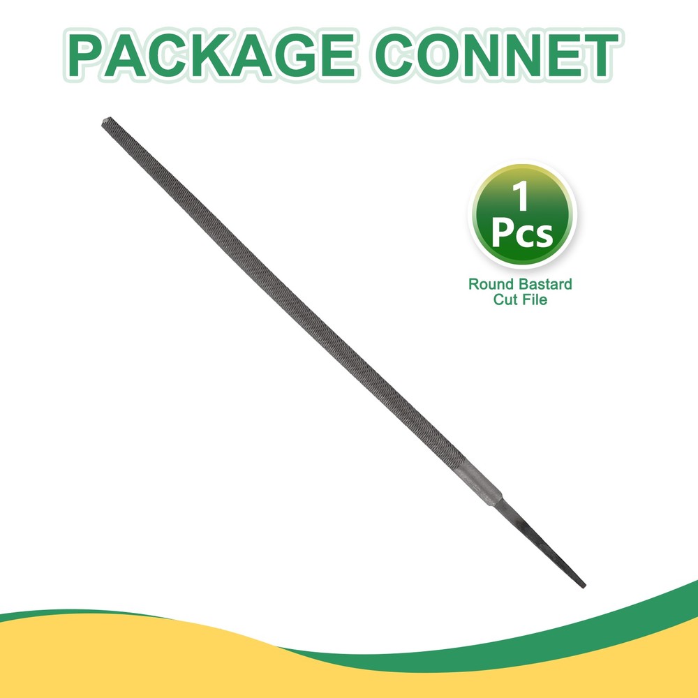 10" Round Medium Cut File Medium Metal File without Handle, Grey