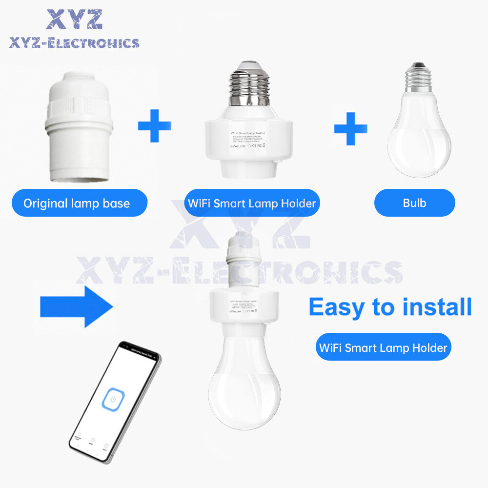Smart WiFi Bulb Socket E26 E27 Light Bulb Adapter EWeLink Alexa Google Control