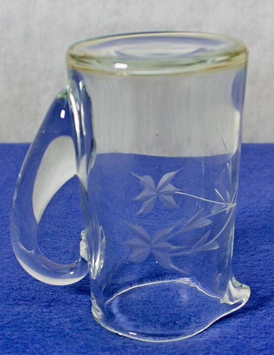 Clear Glass Etched Star Flower Pitcher