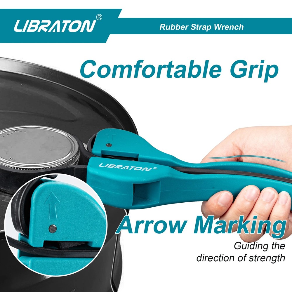 LIBRATON Adjustable Strap Wrench 150mm Universal Rubber Locking Oil Filter Tool