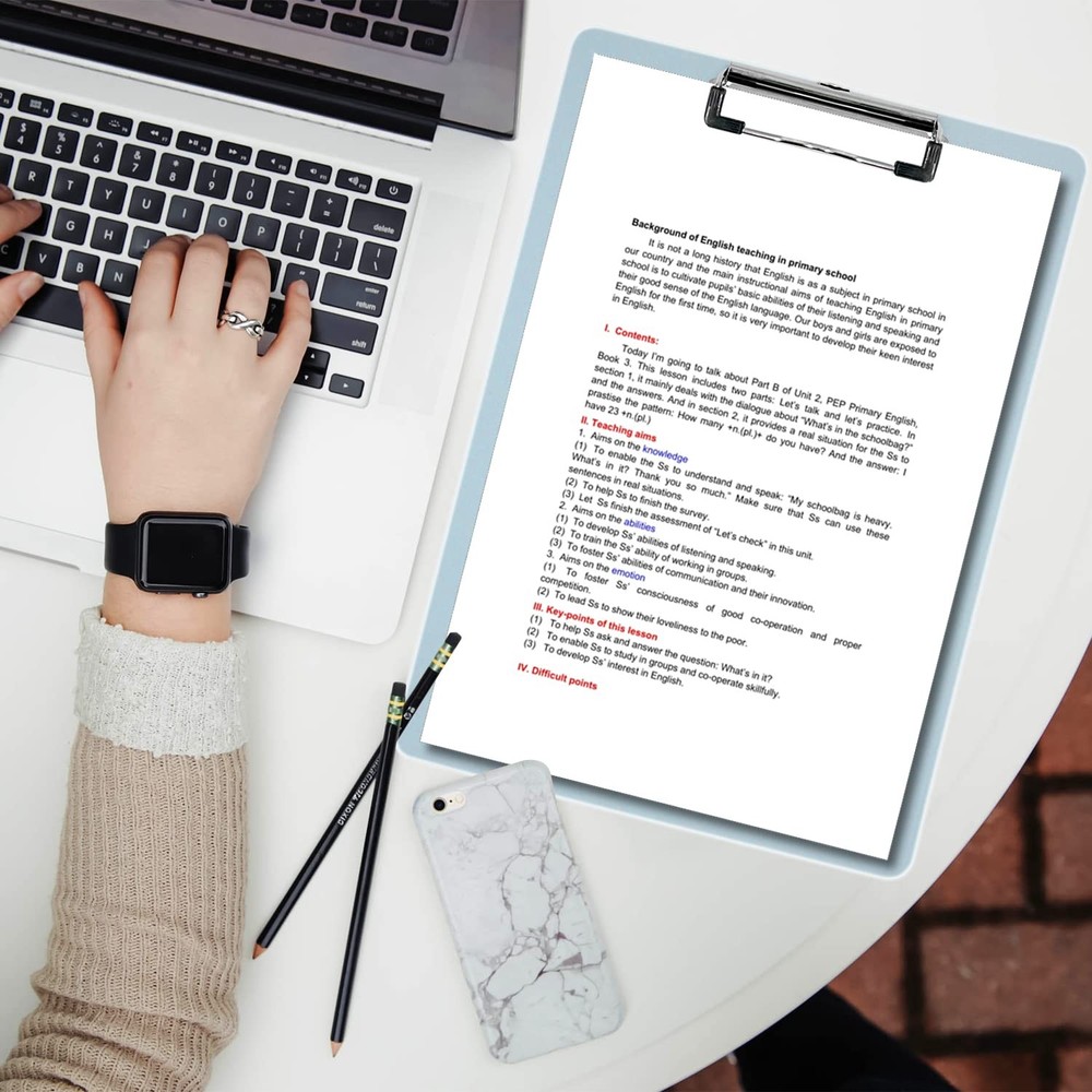 4 Pack Plastic Clipboards Multiple Colors Clip Boards Mixed - White