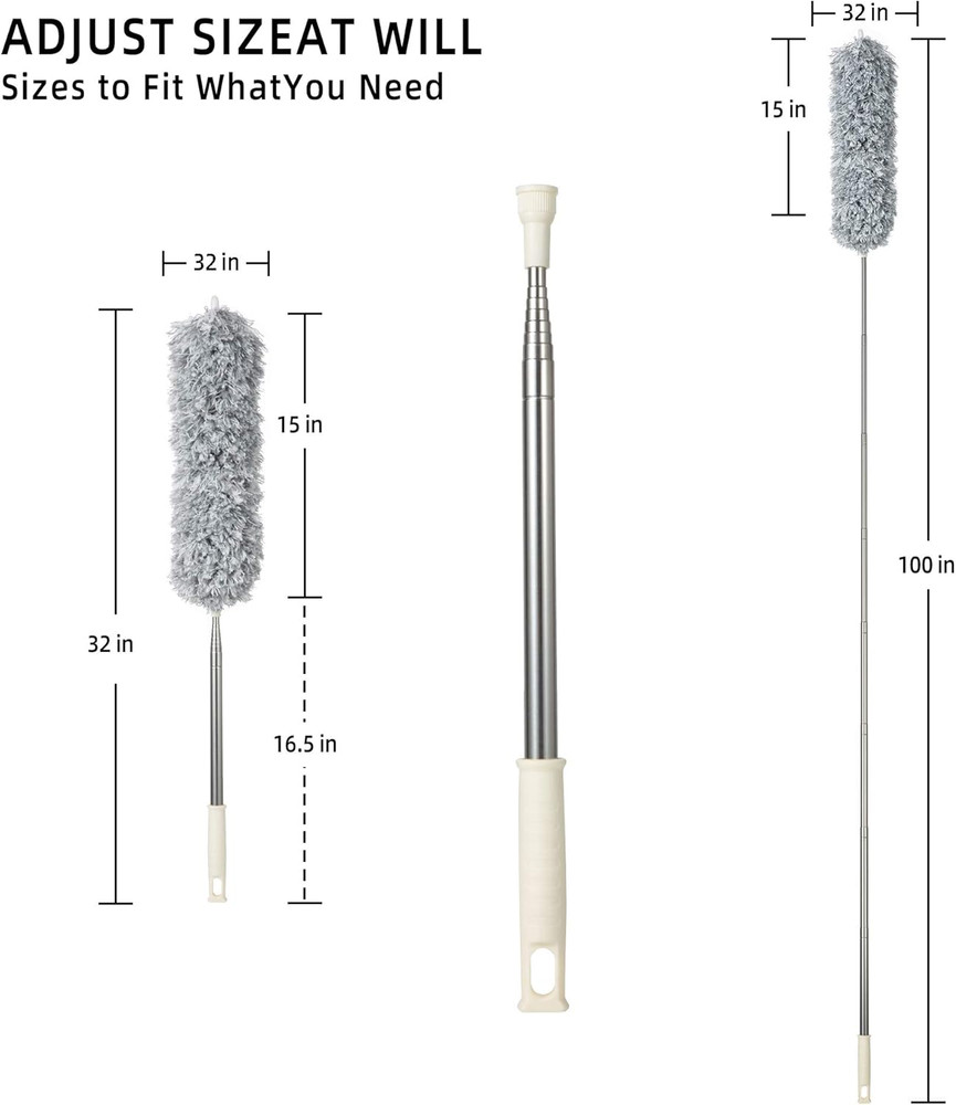 Microfiber Duster with Extension Pole,Washable Bendable Head Ceiling Fan Dust...