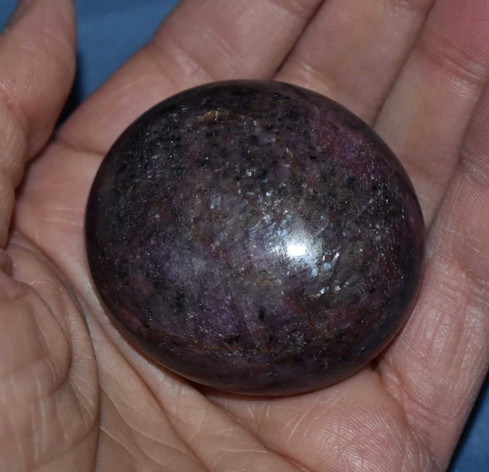 Shimmering Ruby Soap-Shaped Palm Stone #7