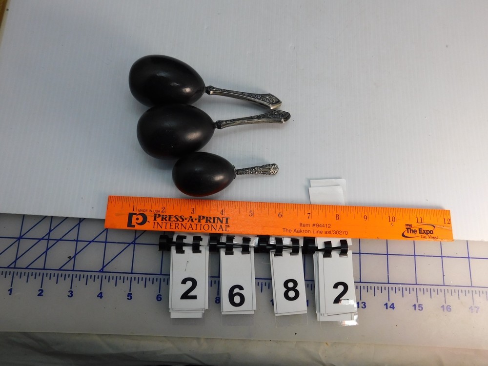 3 Antique Darning Eggs, Sterling Silver handles