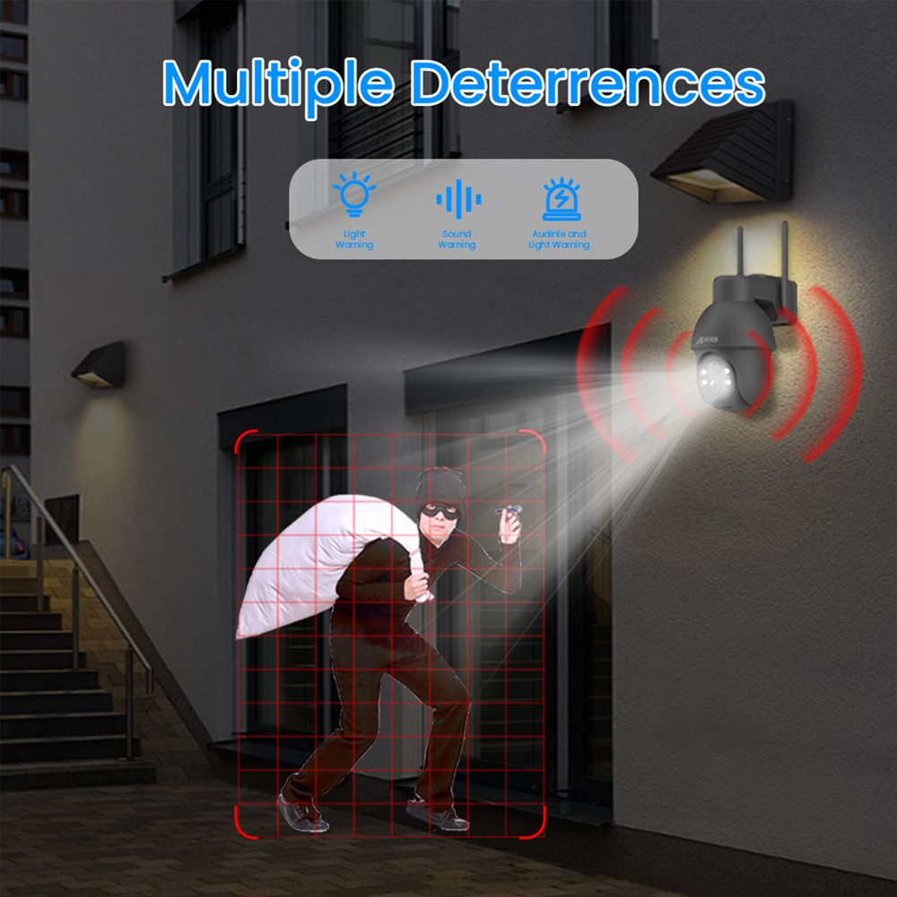 ANRAN 5MP Wifi Solar Security Camera Rechargeable Wireless Audio 360° PTZ 2Pack