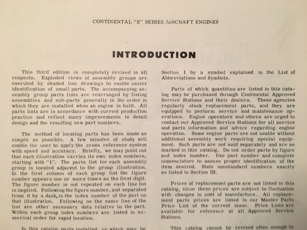 Continental Motors E Series E-165, E-185 & E-225 Parts Manual