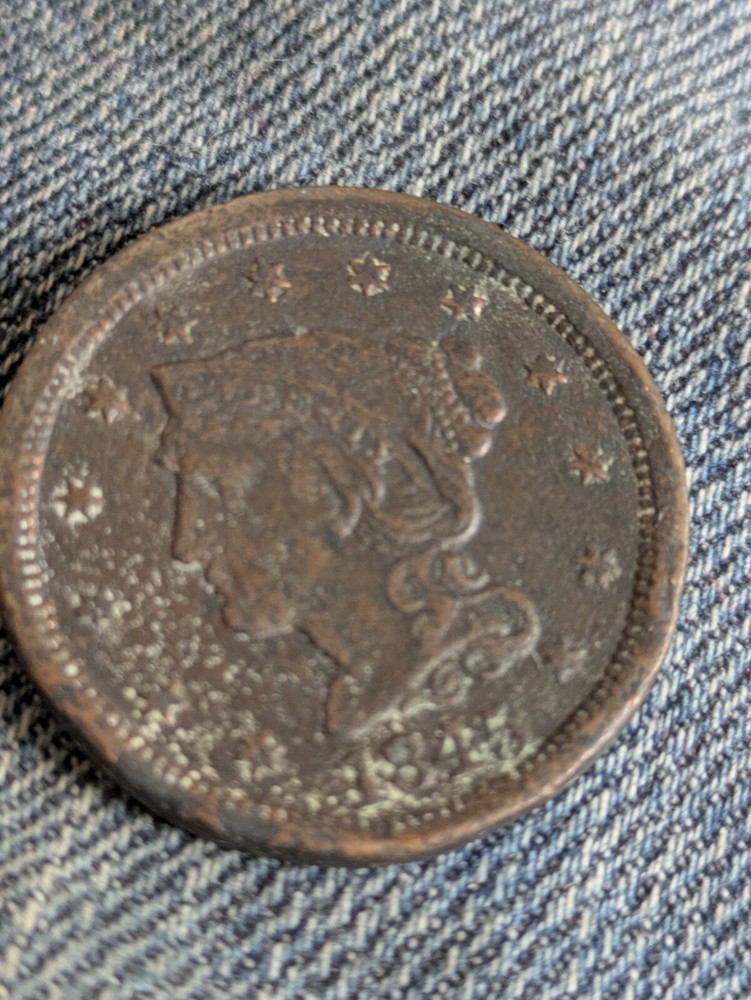 1845 Braided Hair Large Cent VF + Details