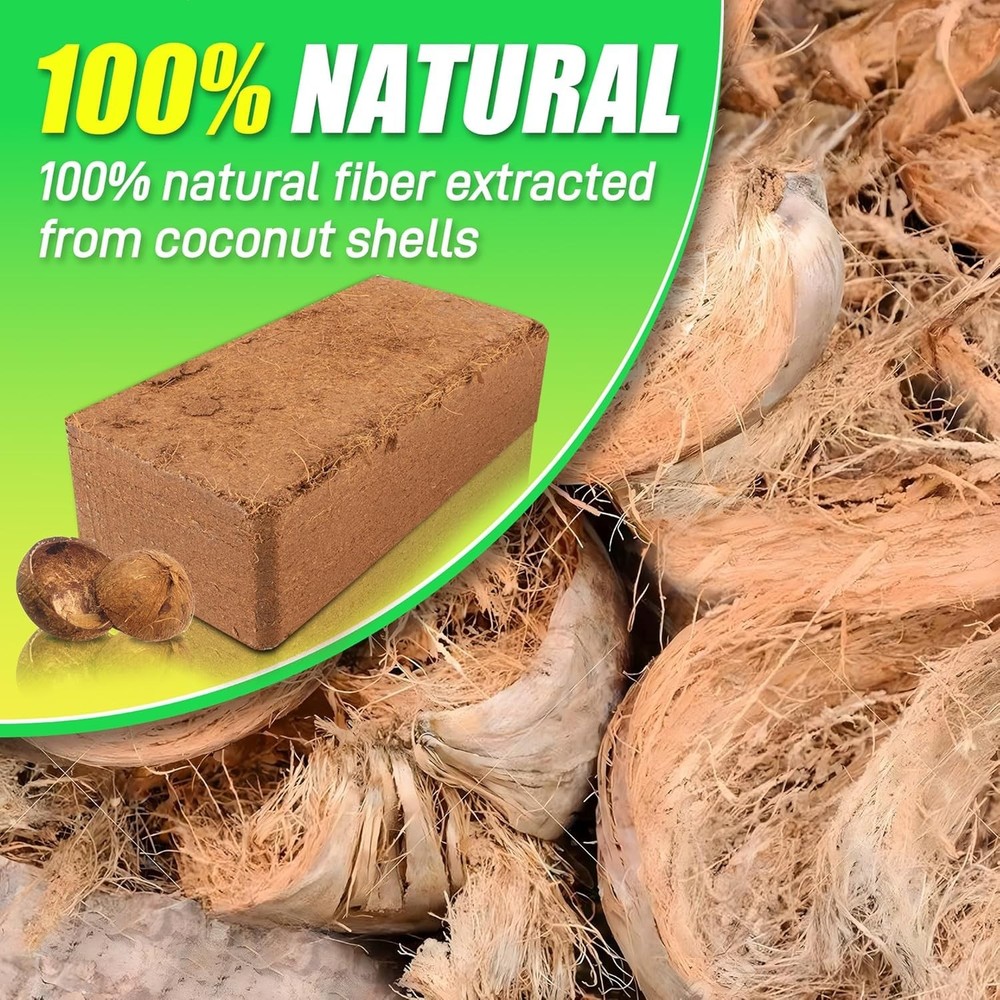 Coco Coir Brick for Plants-6 Pack Coconut Bricks, 100% Organic Peat Moss, Fi...