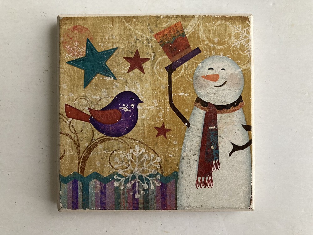 Christmas Winter Snowman Cork Back Coaster