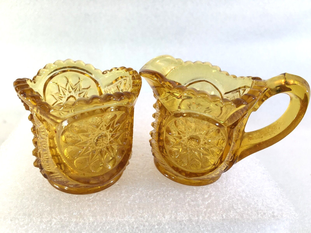 L.E. Smith Miniature Amber Cream & Open Sugar