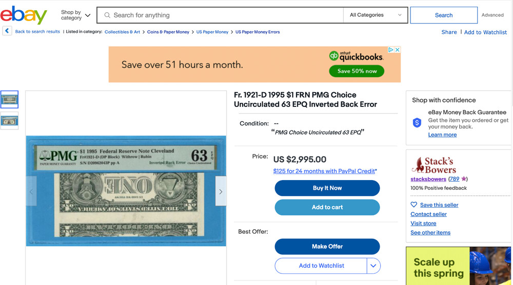 2001 PCGS 65 PPQ Inverted Back Type 2 ✅ Rare Dramatic Error ✅ One Dollar ✅ $1