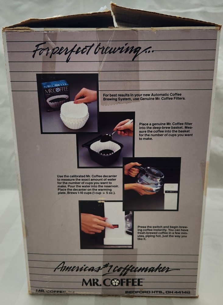 MR. COFFEE SR. 10-Cup Compact Automatic Brewing System SR-10 Box & Manual TESTED