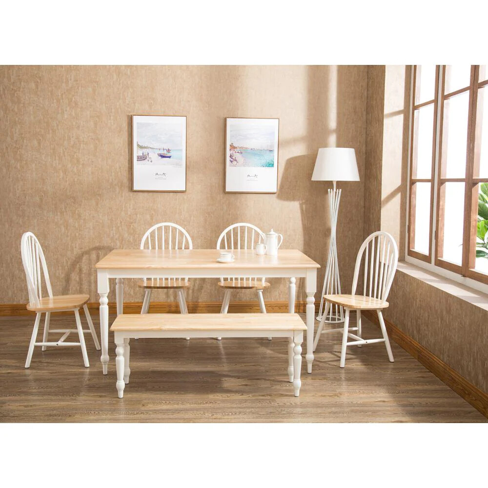 Boraam Bench Solid Hardwood Construction Backless White Finish Legs 14 in. Depth