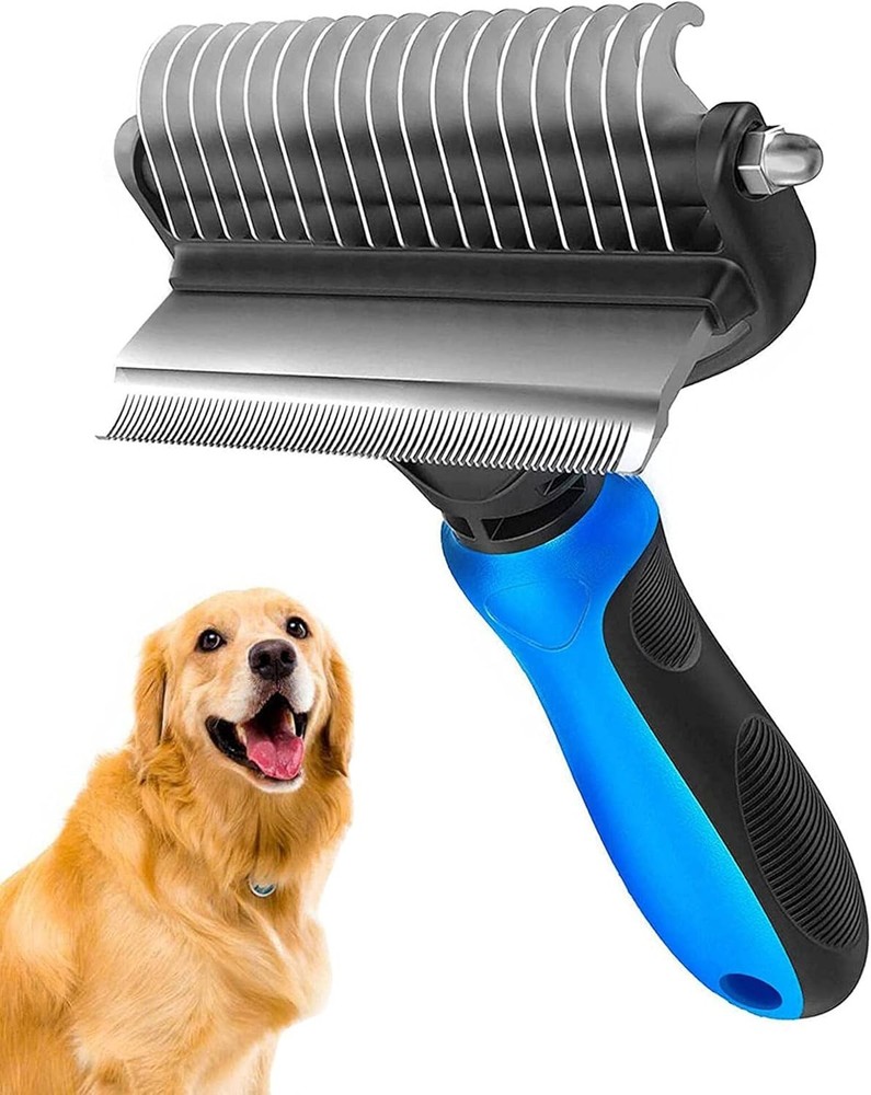 Professional-Grade Grooming Tool - Undercoat Rake & Deshedding Brush for Pets
