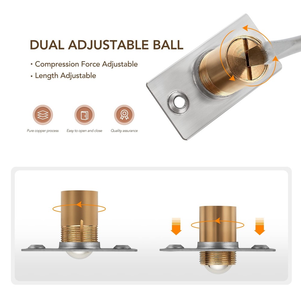 Ravinte 2 Pack Adjustable Door Ball Catch, Silver Closet 2 Pack,