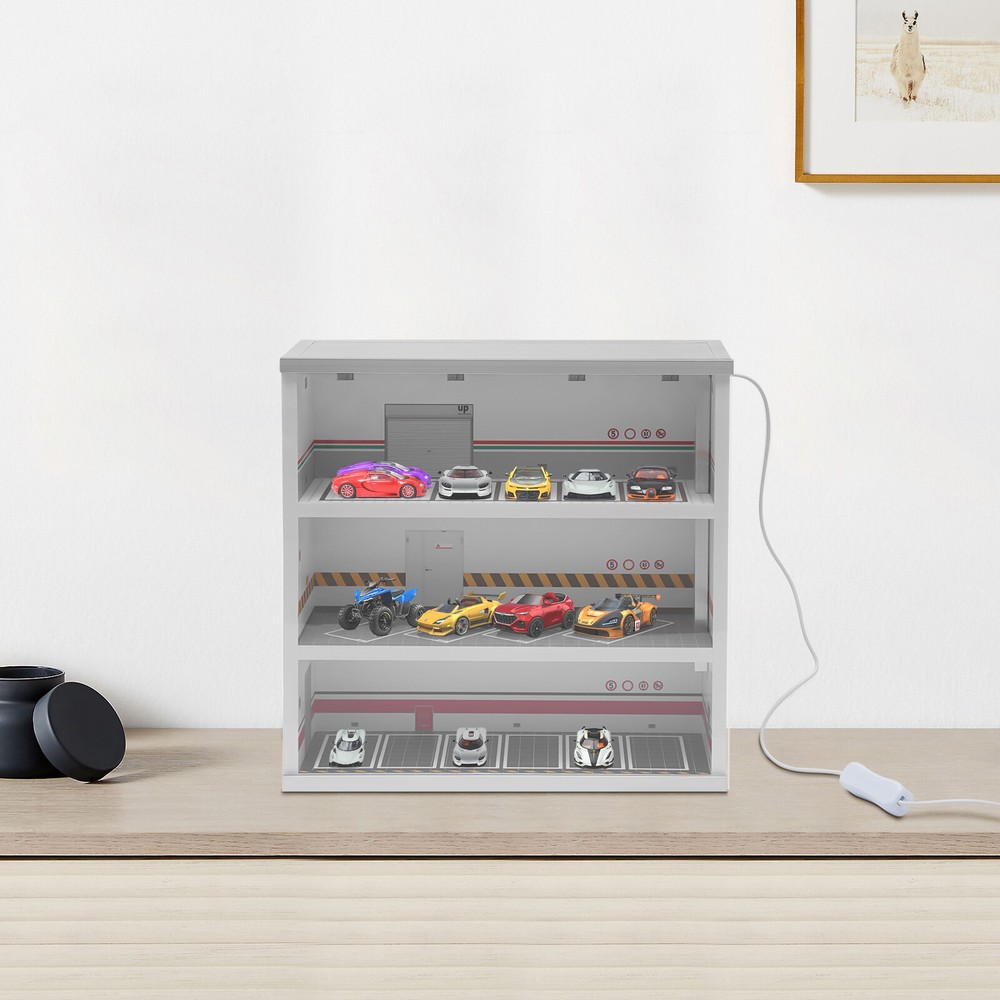 Diecast Model Car Display Case &LED Light For 1:64 3-Layer Model Display Cabinet