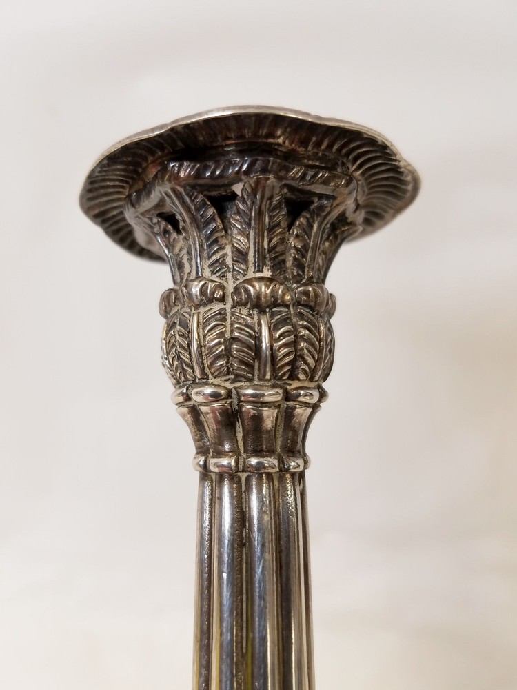 Antique Hallmarked Sterling Silver Neo-Classical Column Candlestick