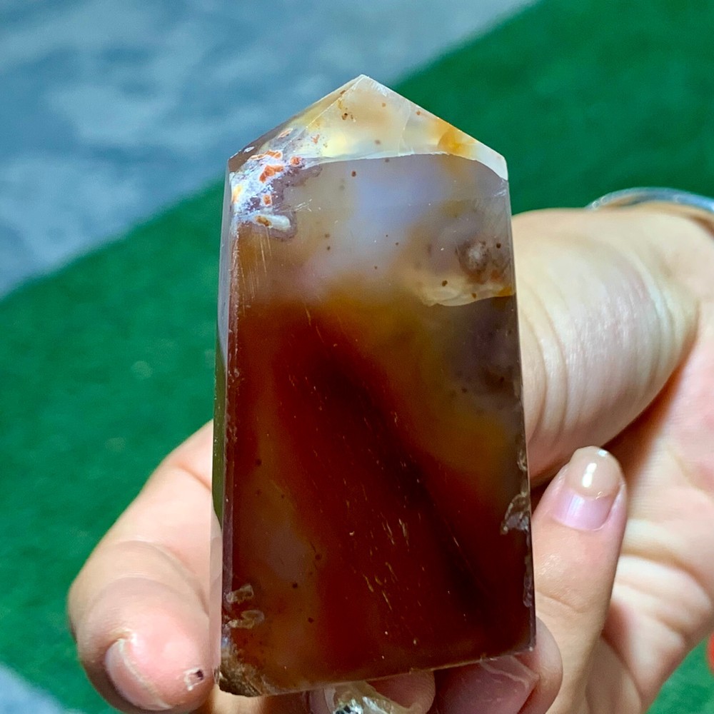 49GNatural agate red square pointed stele healing specimen
