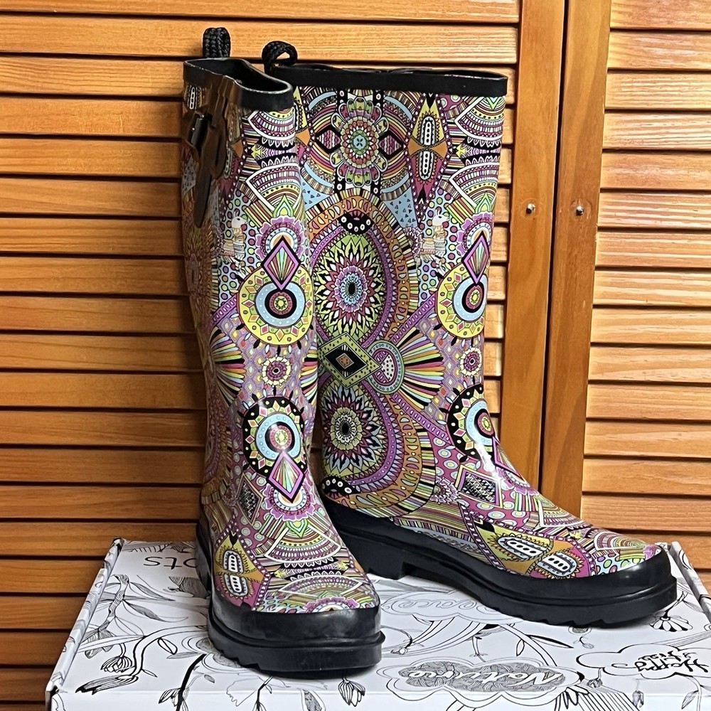 Sakroots Women's Multicolor Mandala Rain Boots Size 9