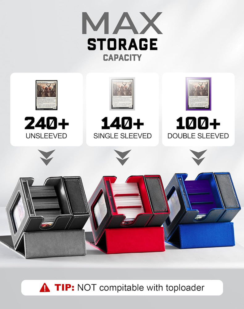 MTG Commander Deck Box with Display Window, Card Deck Box Holds 100 Double-Sleev
