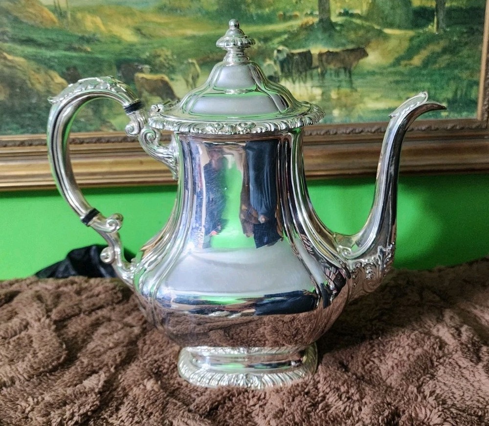 😎NICE! GORHAM ANTIQUE SHELL & GADROON SILVERPLATED 4pc COFFEE & TEA SET☕️🍵🍚🥛
