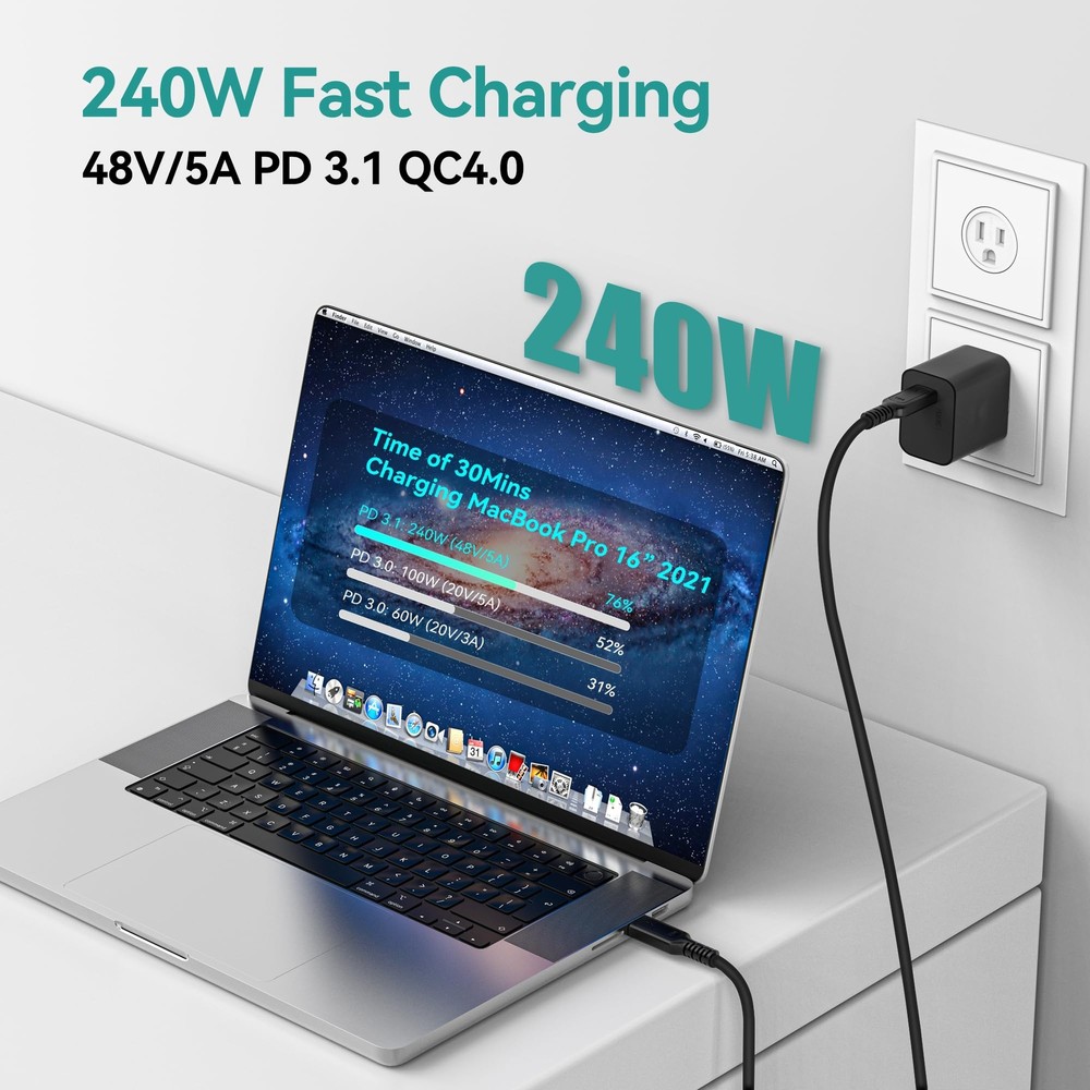 80Gbps Data Sync Compatible with Thunderbolt 5 Cable High Speed USB C Cable S...