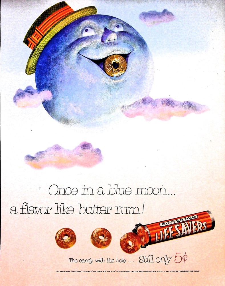 Original 1954 Life Savers Ad: Blue Moon; Butter-Rum