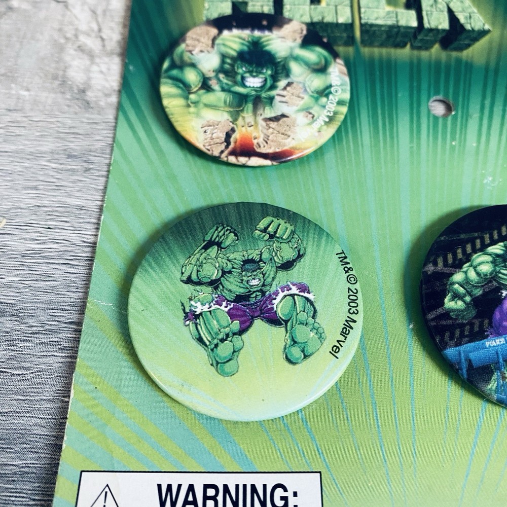Vintage 2003 THE INCREDIBLE HULK 3 BUTTON Pin SET MARVEL
