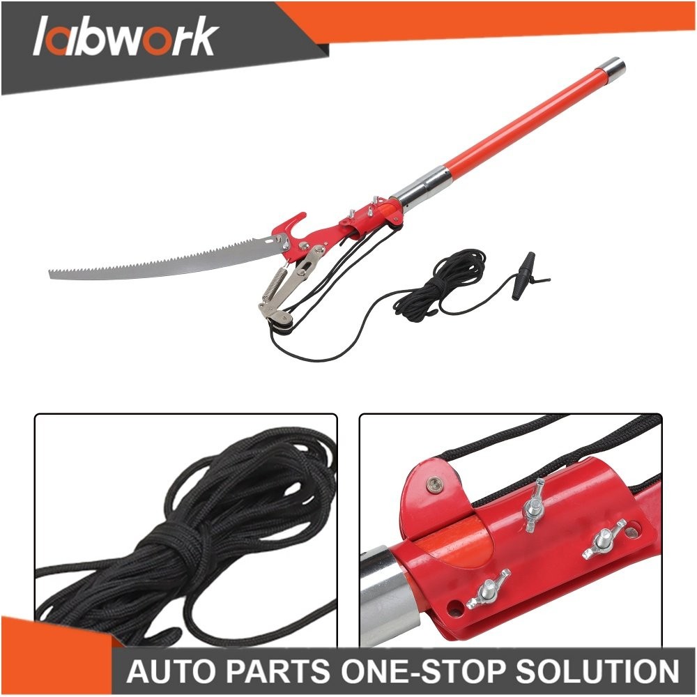 Labwork 30 Feet Tree Pole Pruner Hand extension Tree Branch Pole Saws Orange-red