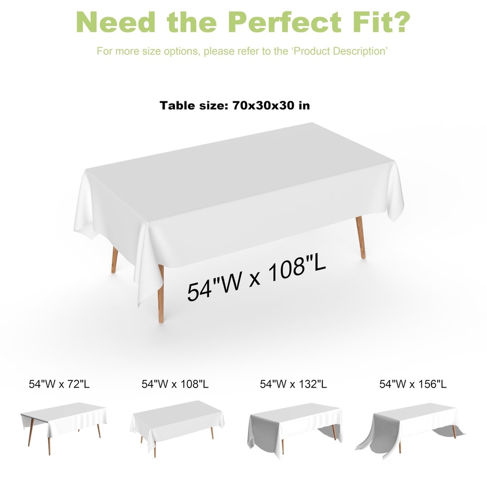 URMONA Plastic Tablecloth Disposable, 4 Pcs - 54" x 72" Table Cloth Rectangle...