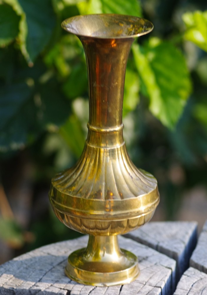 VINTAGE Solid Brass 9 1/2" VASE Dore Made in India 1950's