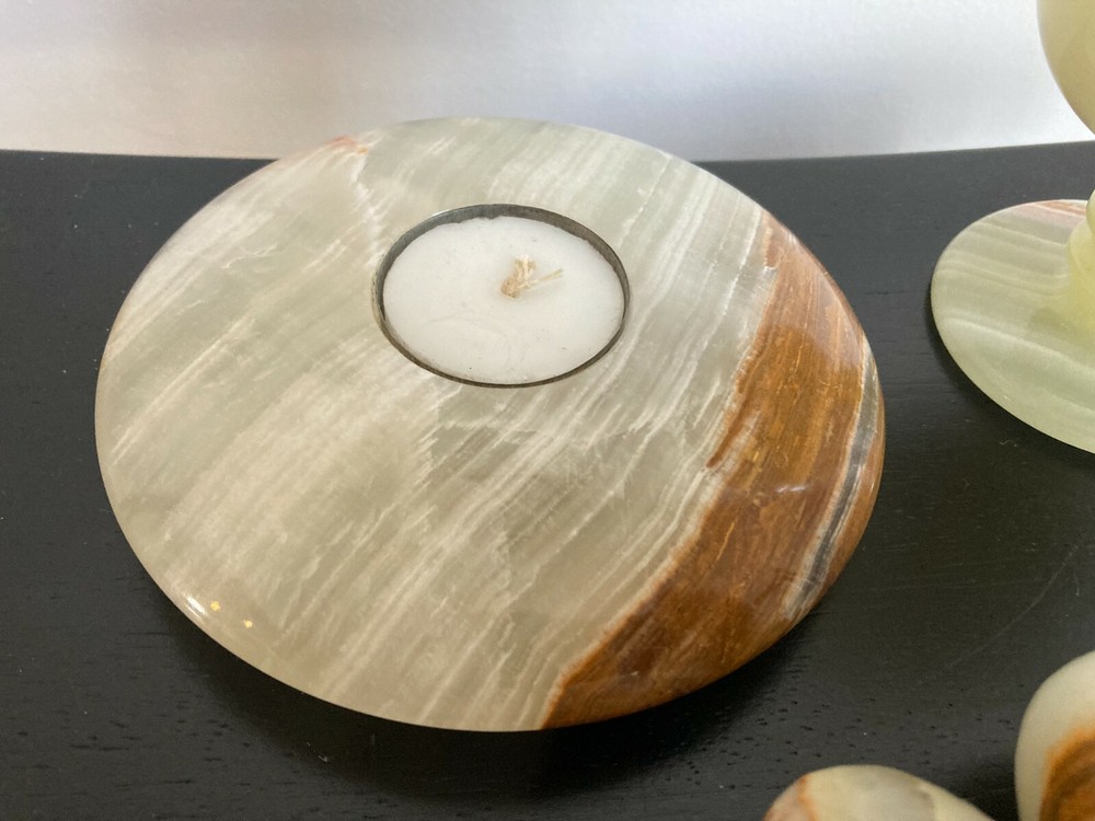 Onyx Marble Stone Wine Cup Tea Light Holder Egg Set Decoration Gift