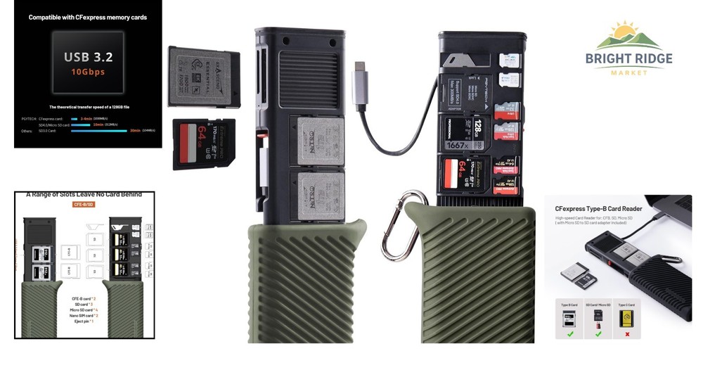 Dual Slot Card Reader for CFexpress and Micro SD with USB Type C Connection