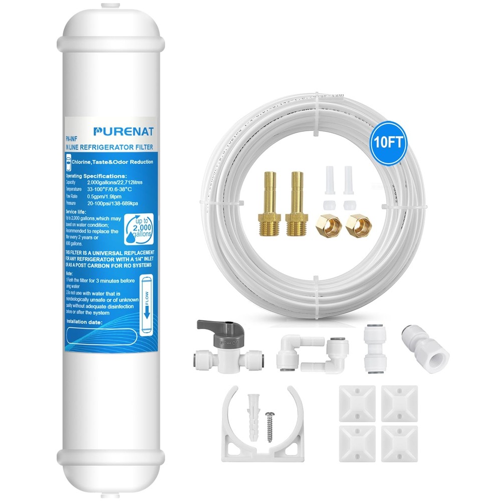Inline Refrigerator Ice Maker Water Filter 1/4" Push Connect (1 Pack)