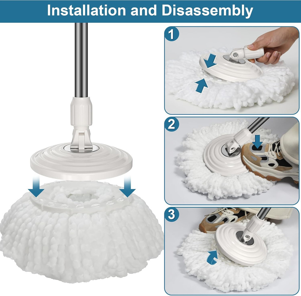6 Pack Mop Heads Replacements, Compatible with Funclean Spin Mop & Mop Bucke...