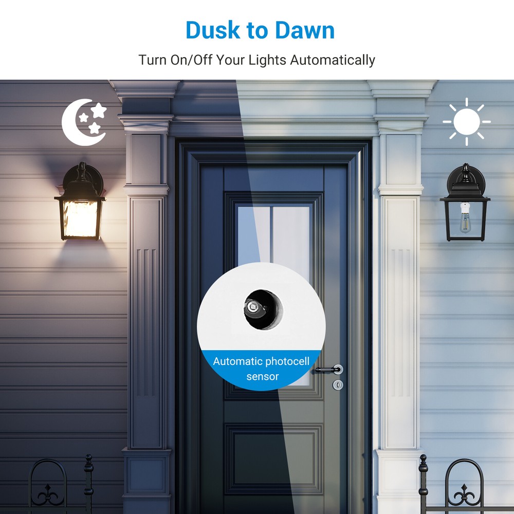 DEWENWILS 2 Pack Light Sensor Socket, Automatic Dusk to Dawn Light Bulb Sockets