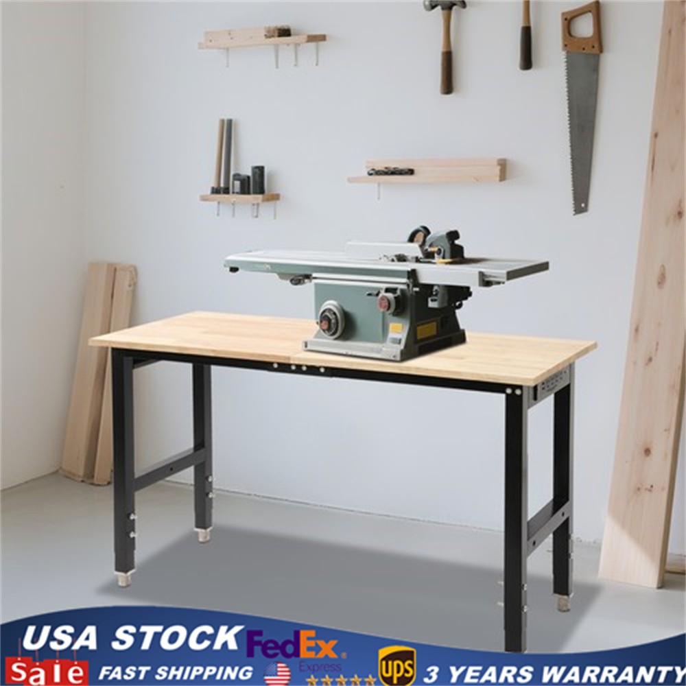 Max 2000 lbs Adjustable Height Workbench W/Power Outlets Heavy-Duty Work Table