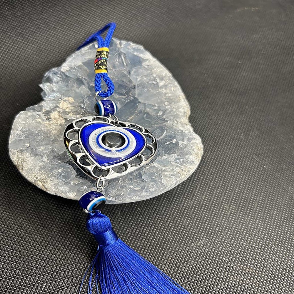 Blue Evil Eye Heart Car Hang