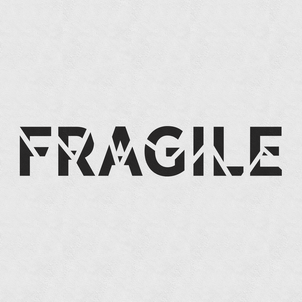 Fragile Word Broken Stencil - Durable & Reusable Mylar Stencils