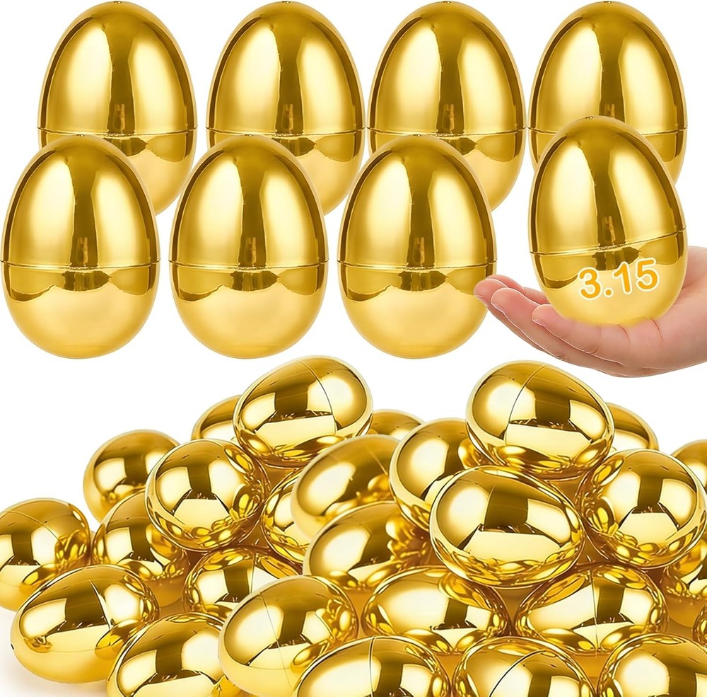 12 Pack 3.15" Large Golden Easter Eggs Empty UNOPENED/MOT DAMAGED