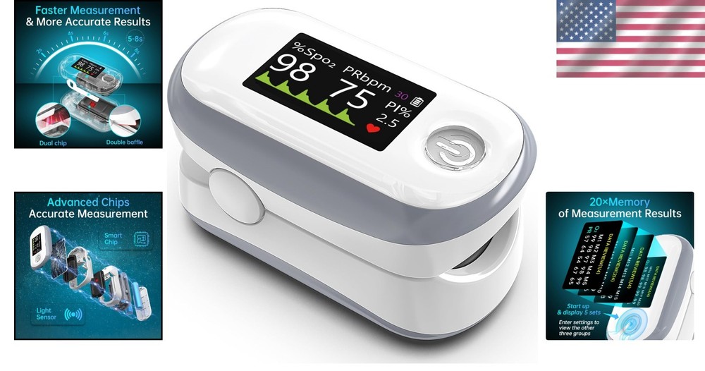 Fast & Accurate Pulse Oximeter, Large OLED Display, White
