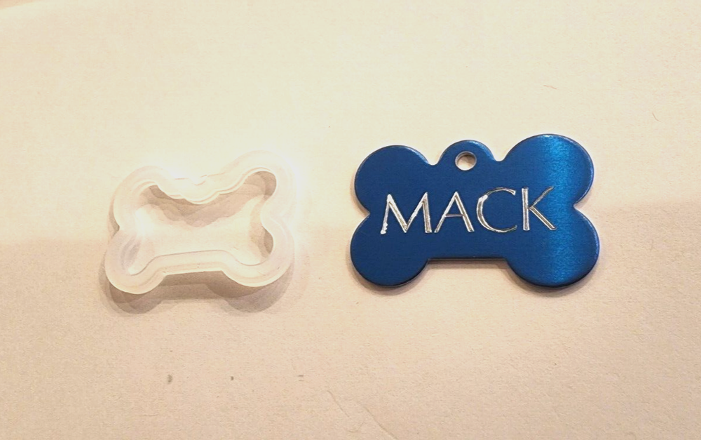 CUSTOM ENGRAVED PET TAG BLUE BONE SHAPE WITH SILENCER DOG PERSONALIZED TAGS