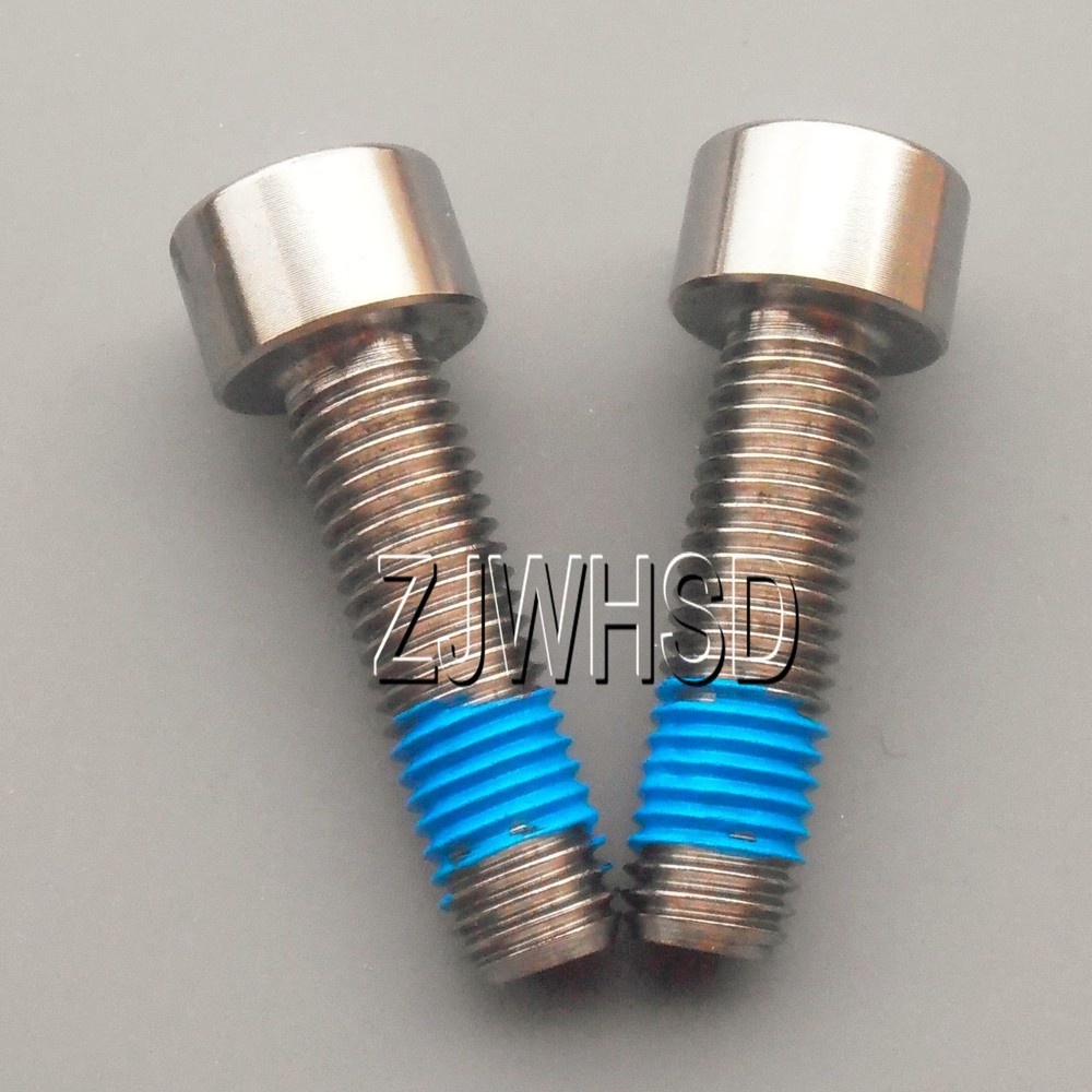 2pcs M7 x 25 Ti Titanium Screw Bolt Allen hex Socket Cap head with ThreadLocker